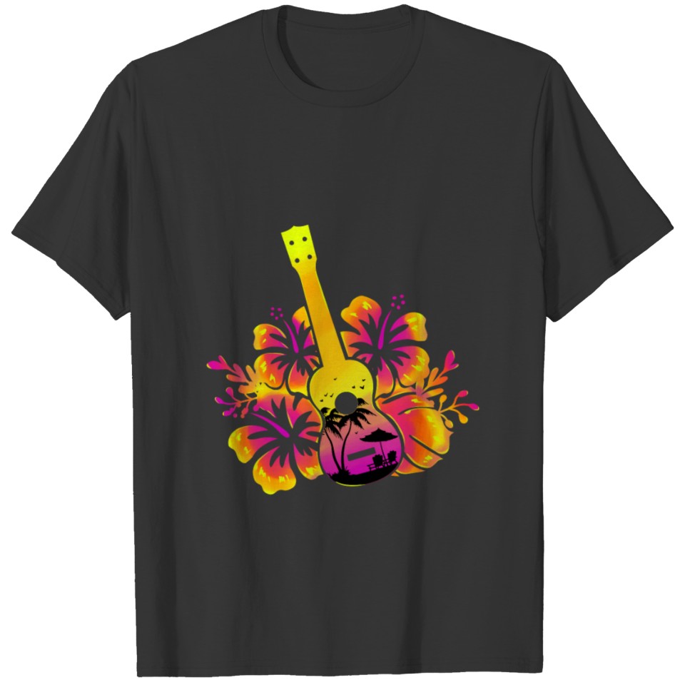 Fun Flower Ukulele Hawaii Tropical Gift Design T Shirts