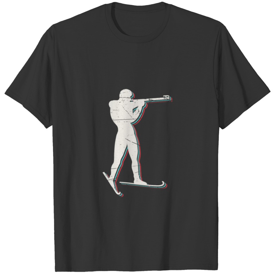 Retro Biathlon Rifle Shooting Skiing Gift Idea T-shirt