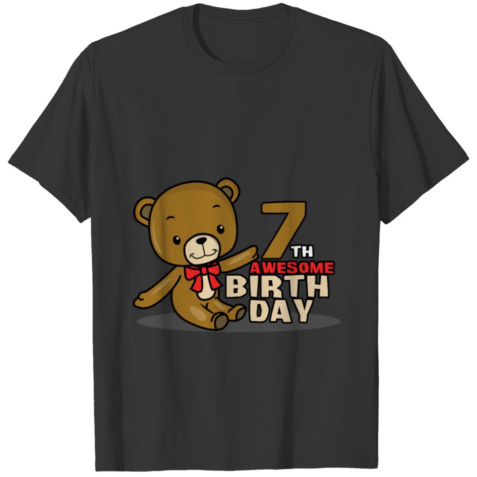 Outfit 7th birthday teddy bear T-shirt