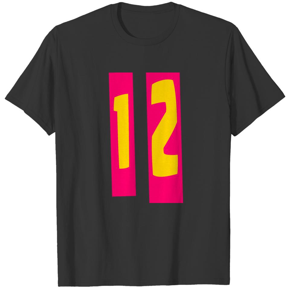 12 Pink Yellow Number Birthday giftidea T-shirt