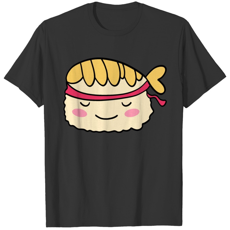 Cute funny happy Kawaii sushi roll cartoon T-shirt