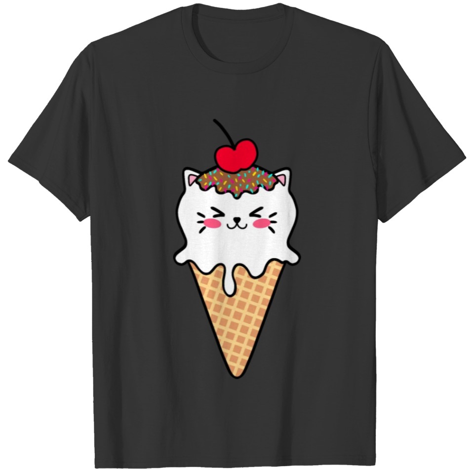 Cute funny sweet kitten ice cream cat cartoon T-shirt