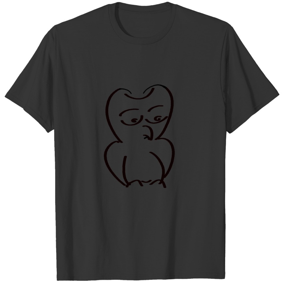 Owl Sketch Black T-shirt