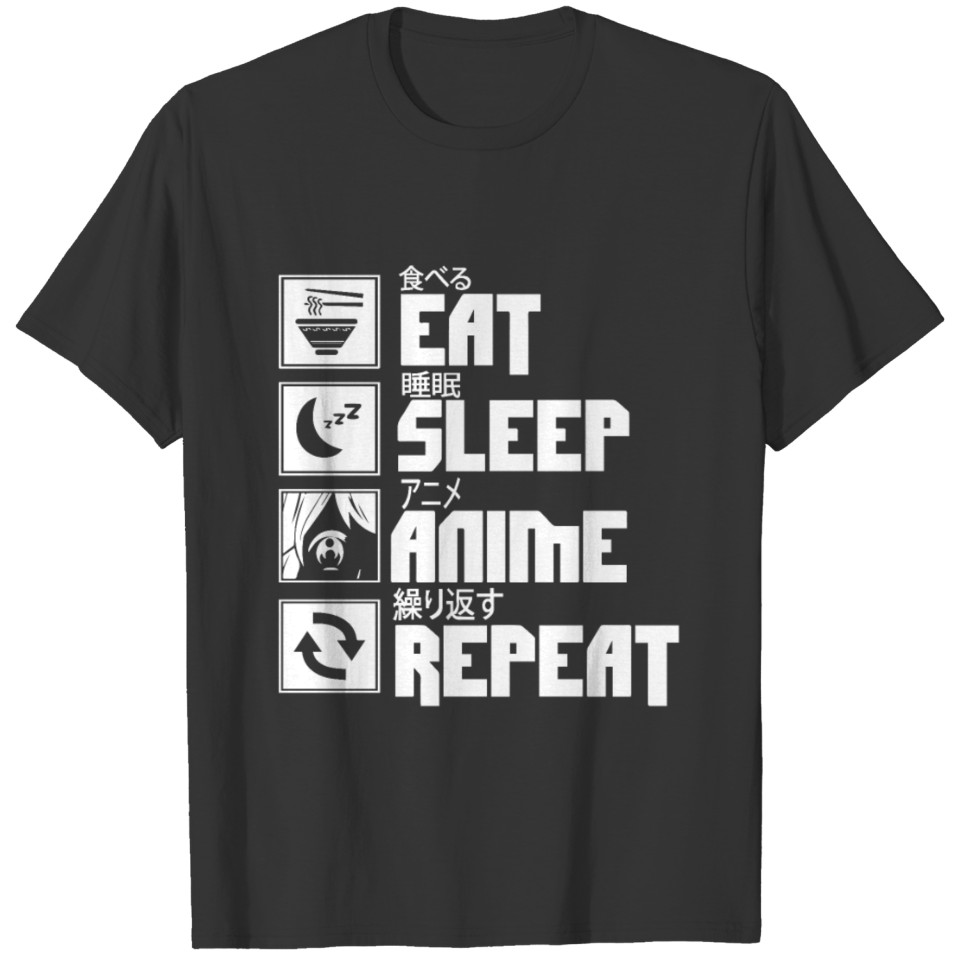 Eat Sleep Anime Repeat Japanese Aesthetic Ramen Te T-shirt