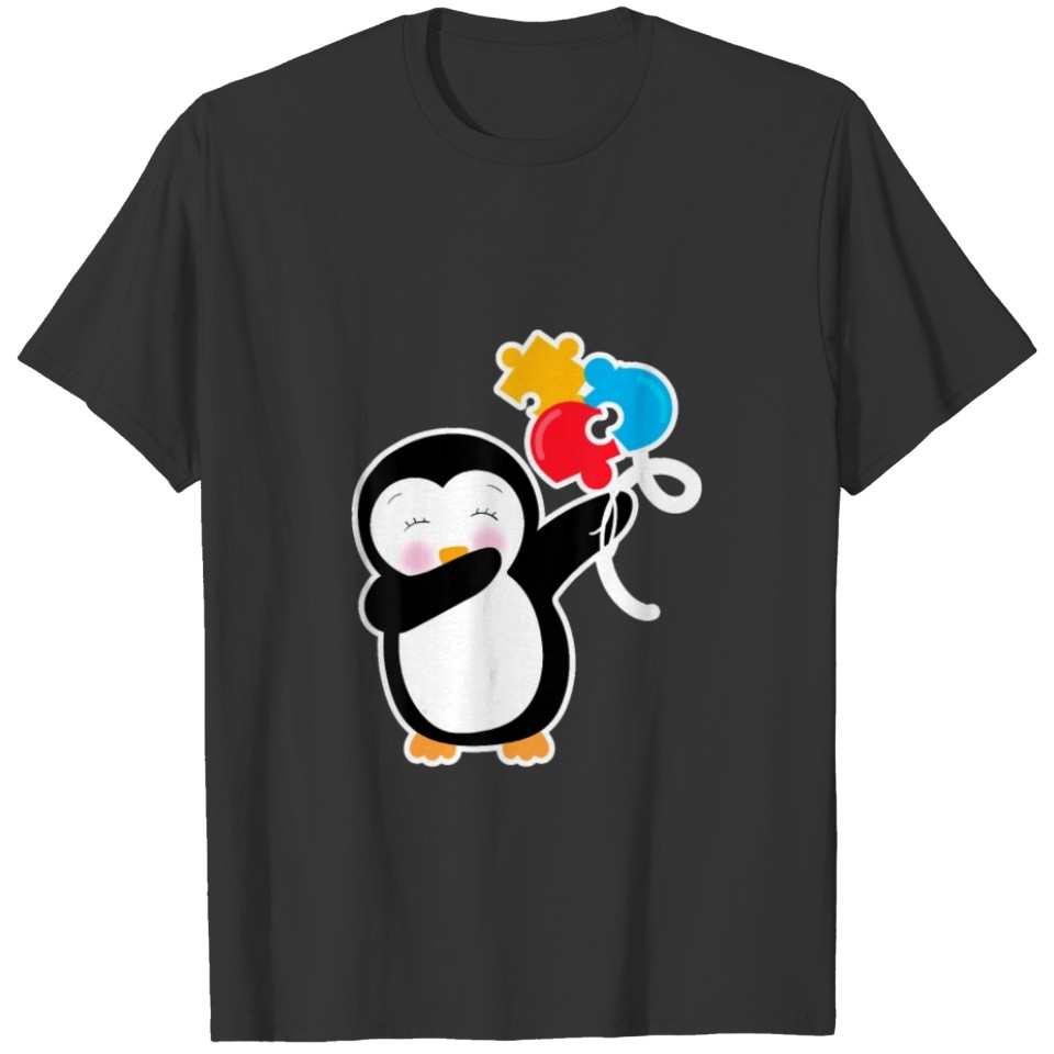 Cute Penguin Puzzles Autism Awareness T-shirt