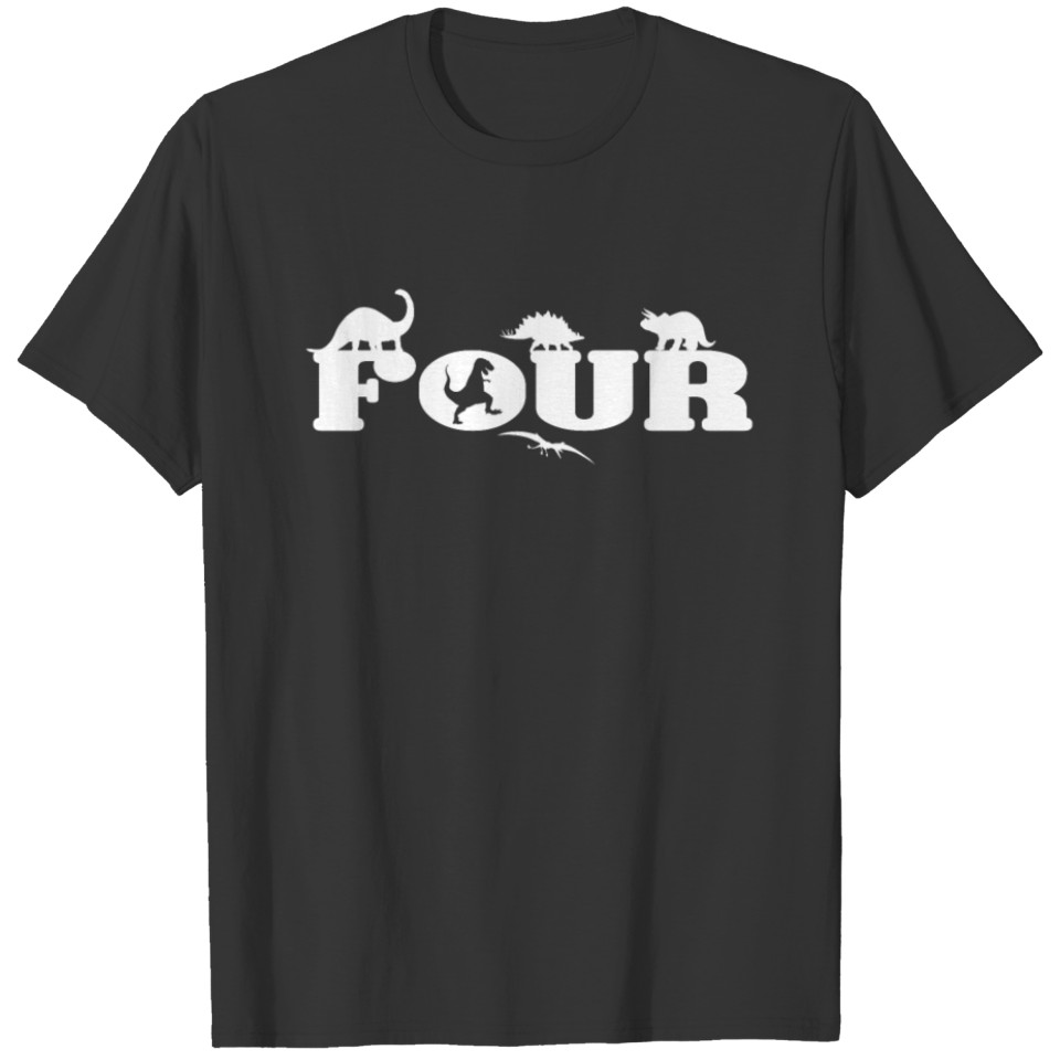 Four Dinosaur birthday shirt T-shirt