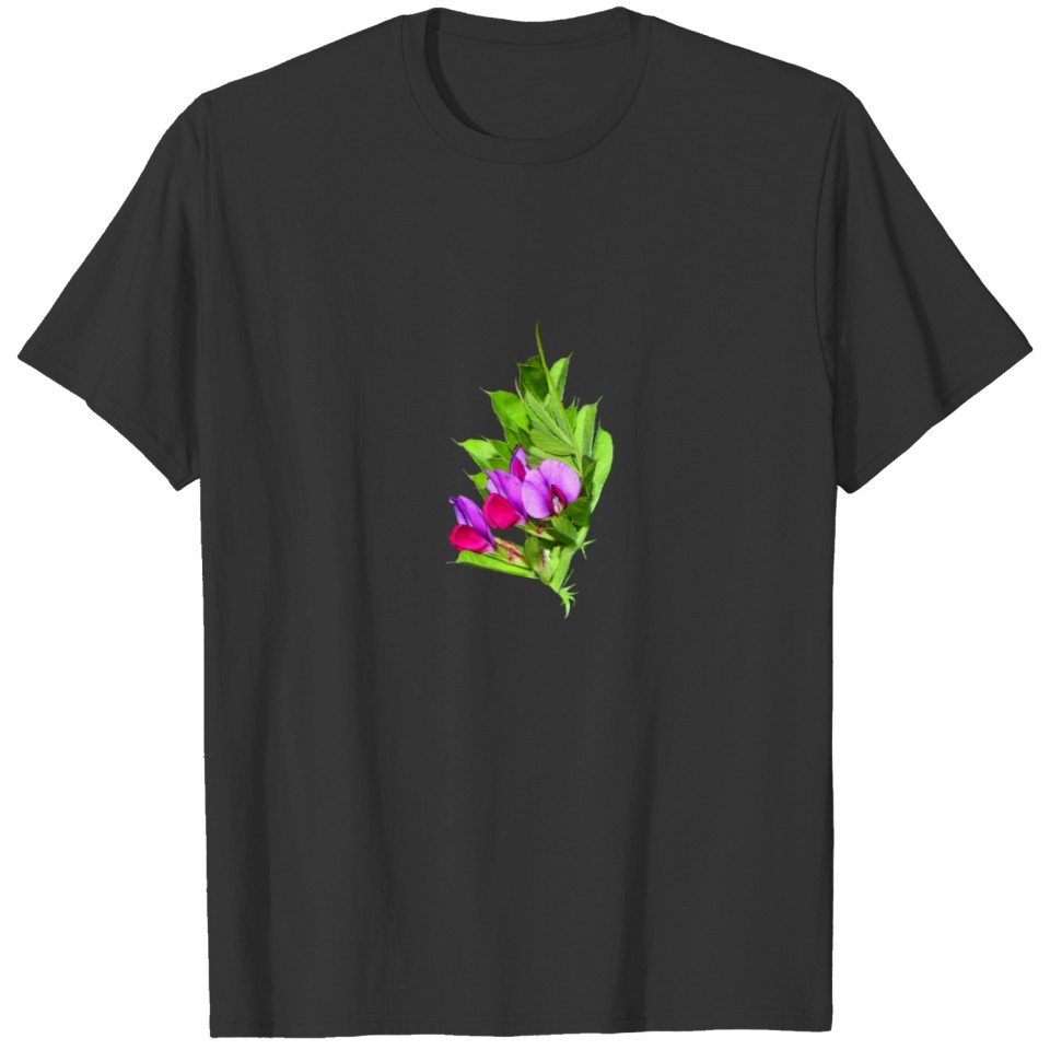 Pea Flower On Turqoise Green T Shirts