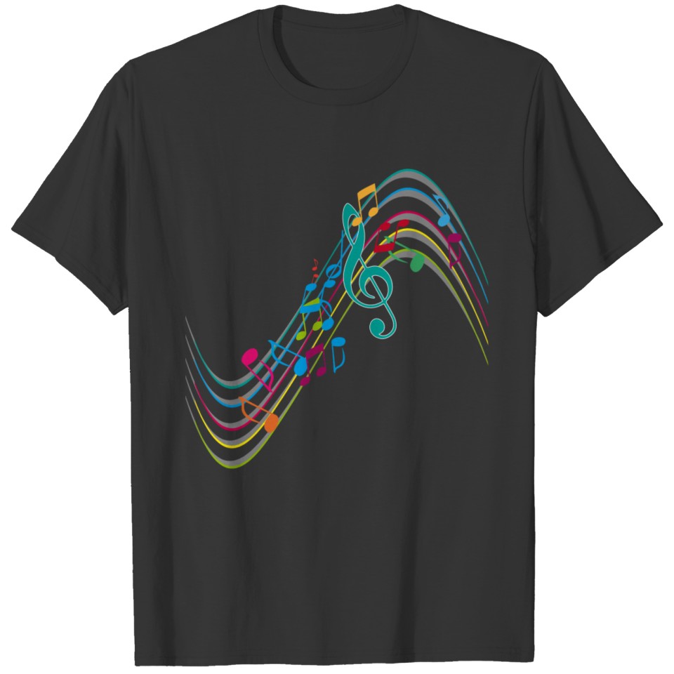 Colorful symphony on curved note lines T-shirt
