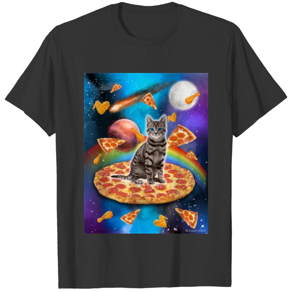 Pizza and Wings Space Kitty T-shirt