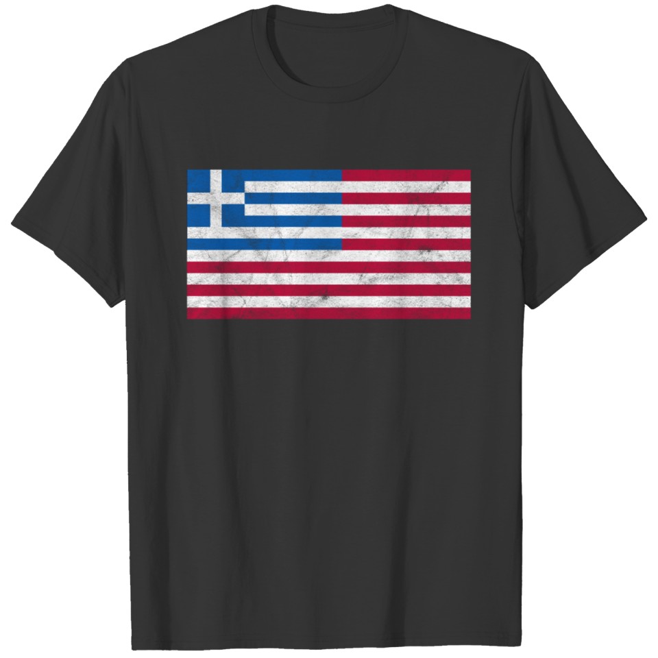 Greek USA Flag Greece Pride Retro Vintage T Shirts