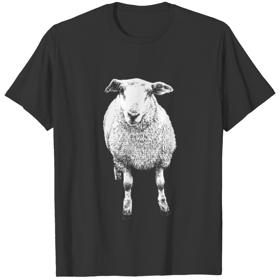 Sheep Animal Portrait black & white (dark prod.) T Shirts