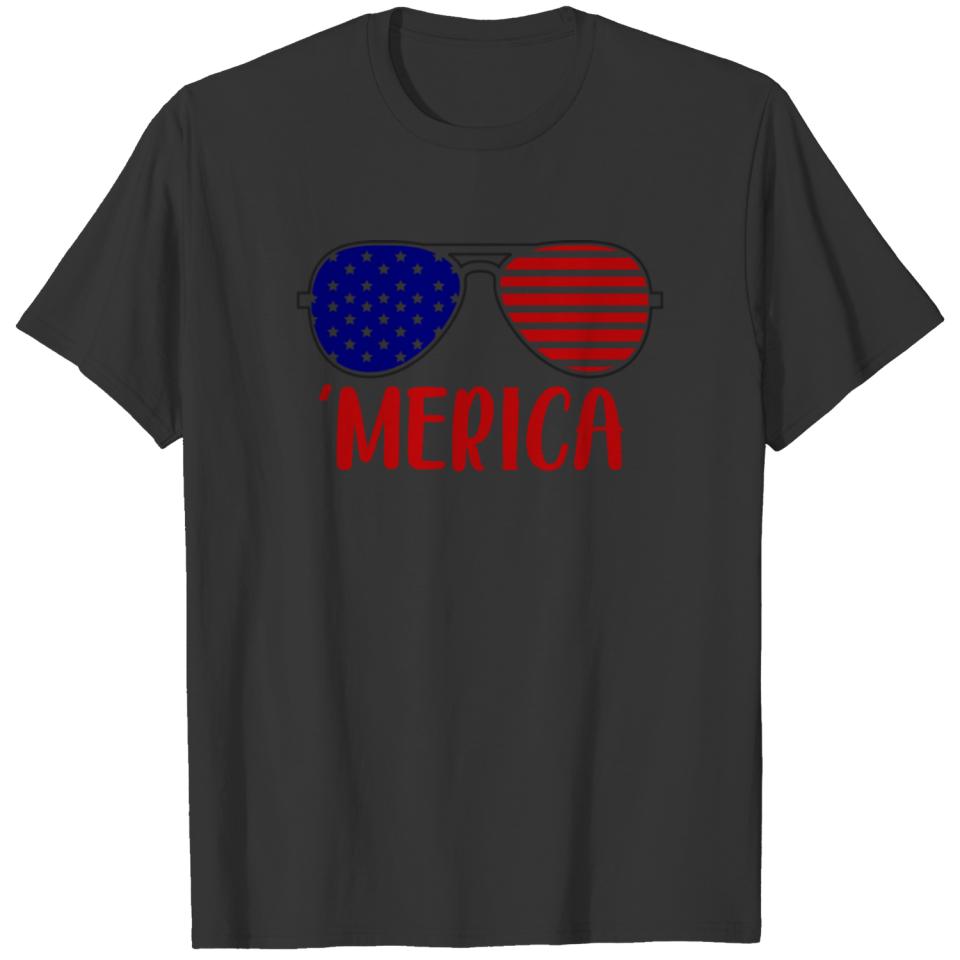 Merica America American Flag Sunglasses T-shirt