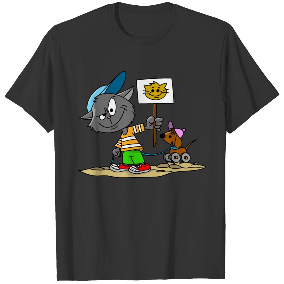 Cartoon Gray Cat T-shirt
