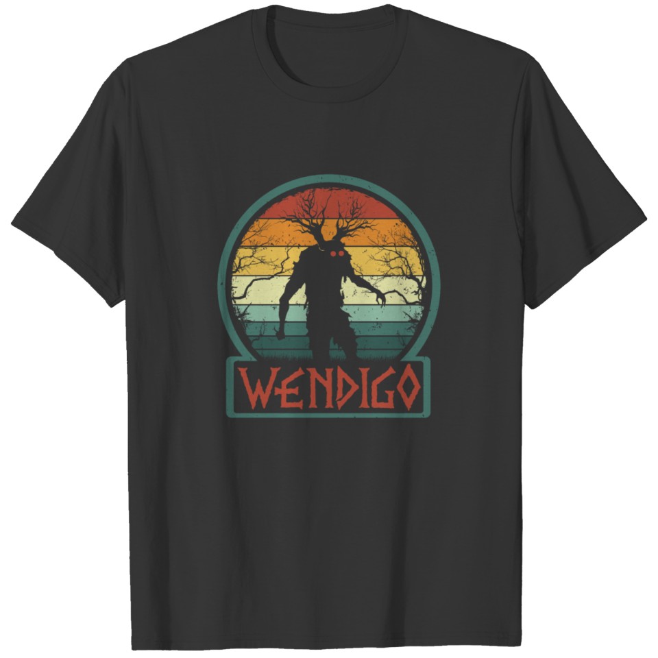 Wendigo, Retro Skinwalker Sihouette Cryptid Gift T Shirts