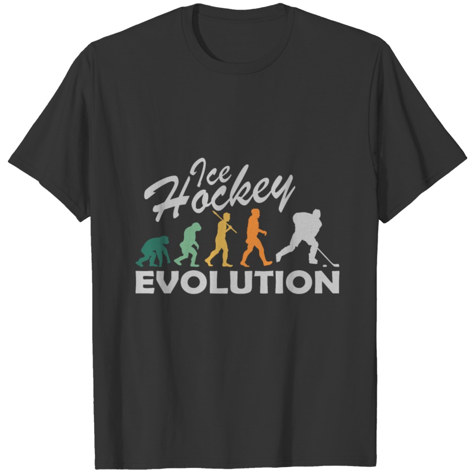 Ice Hockey Player Evolution Retro Vintage Funny T Shirts