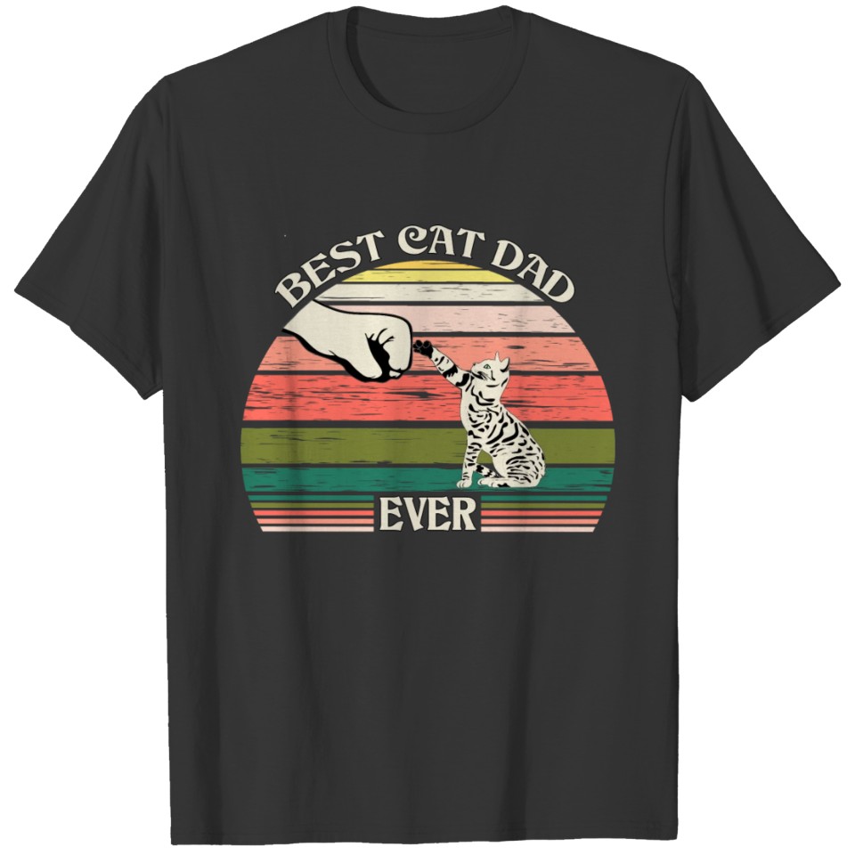 Best Cat Dad Ever Vintage Men Bump Fit Fathers Day T Shirts