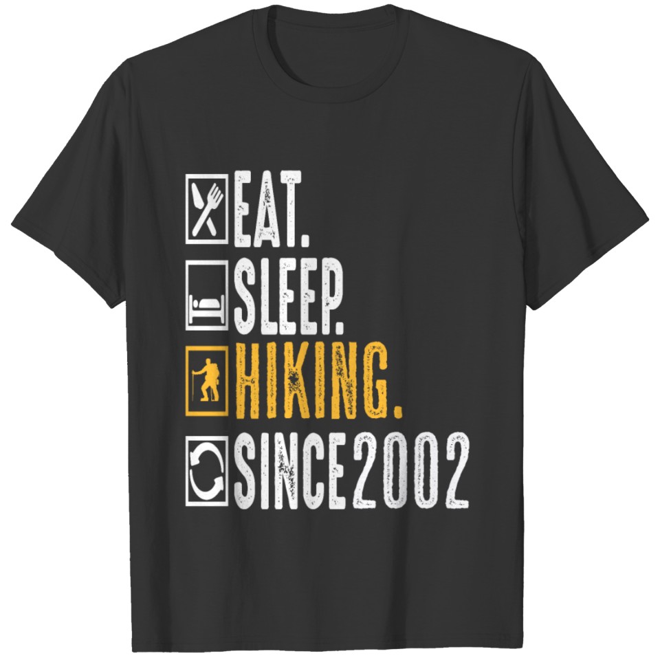 Mountain Climber Eat Sleep Hiking Since 2002 Gift T-shirt