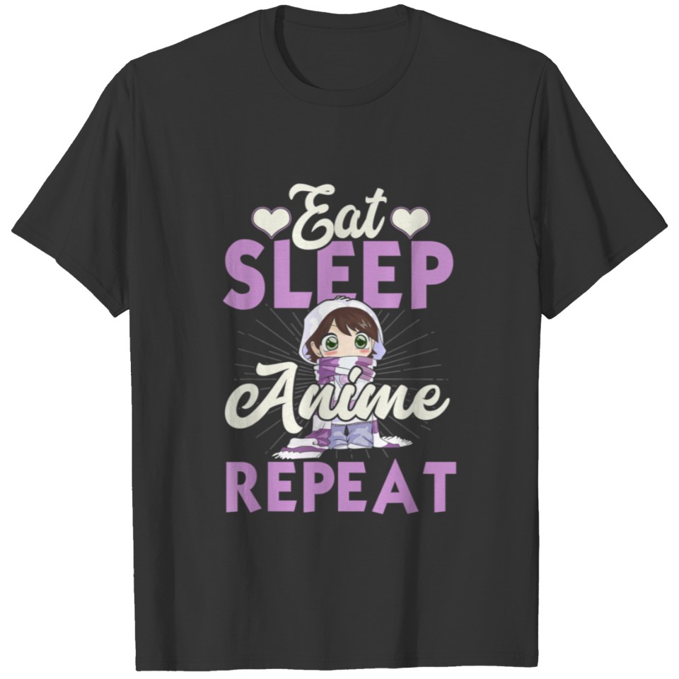 Eat Sleep Anime Repeat Japanese Manga Lover Cospla T-shirt