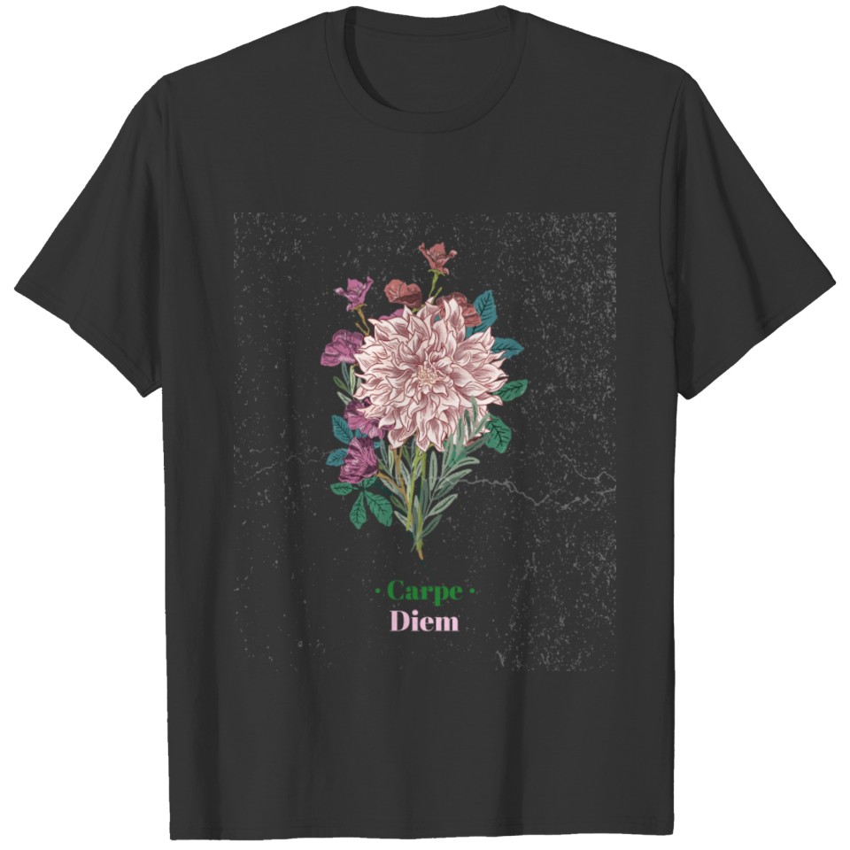 Carpe Diem wild flowers artistically love purple T-shirt