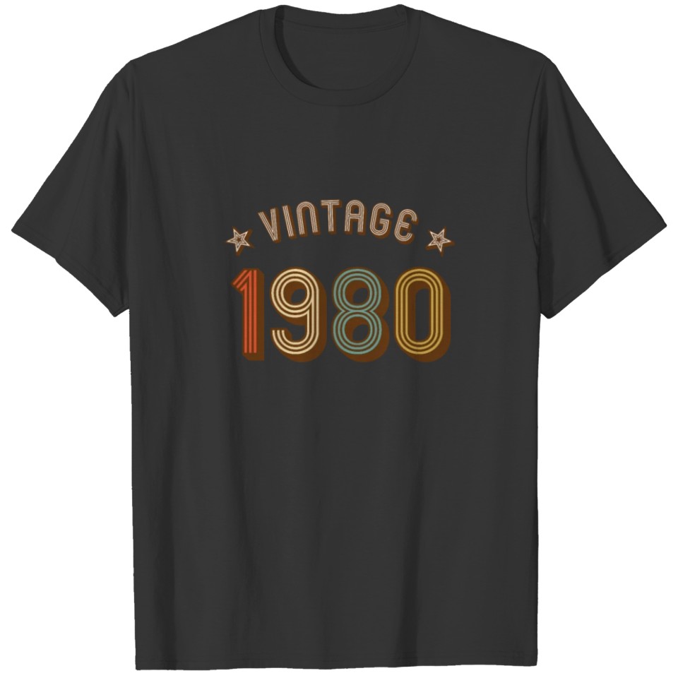 1980 vintage retro year of birth birthday T-shirt