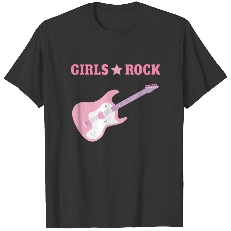 Pink Guitar Girls Rock T Shirts
