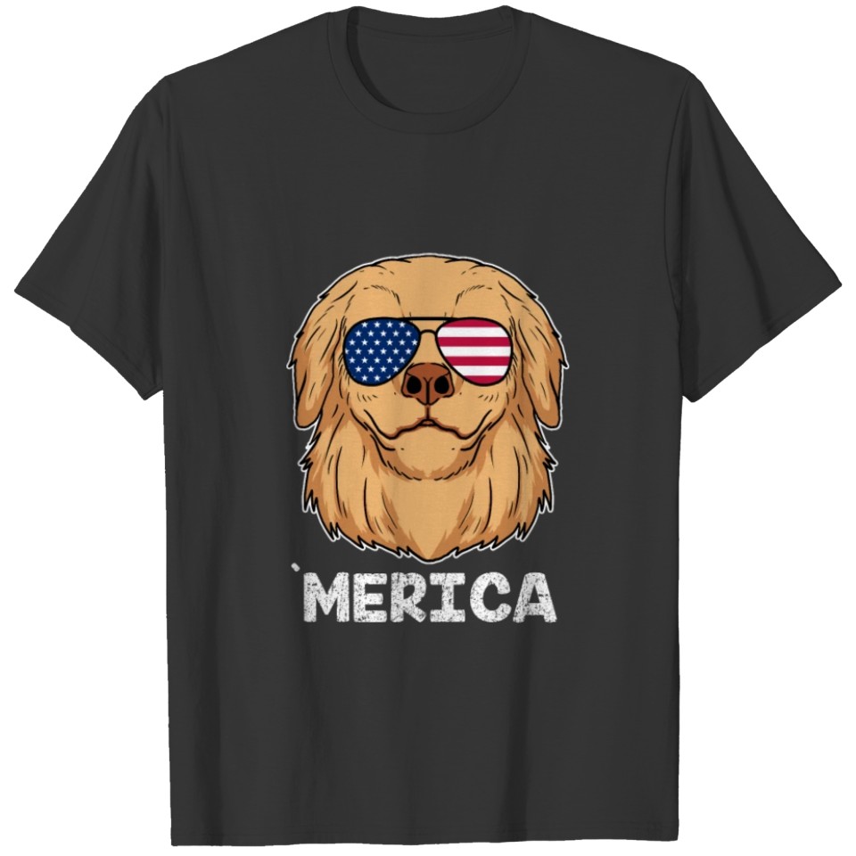 Patriotic America Golden Retriever Dog Owner Gift T-shirt