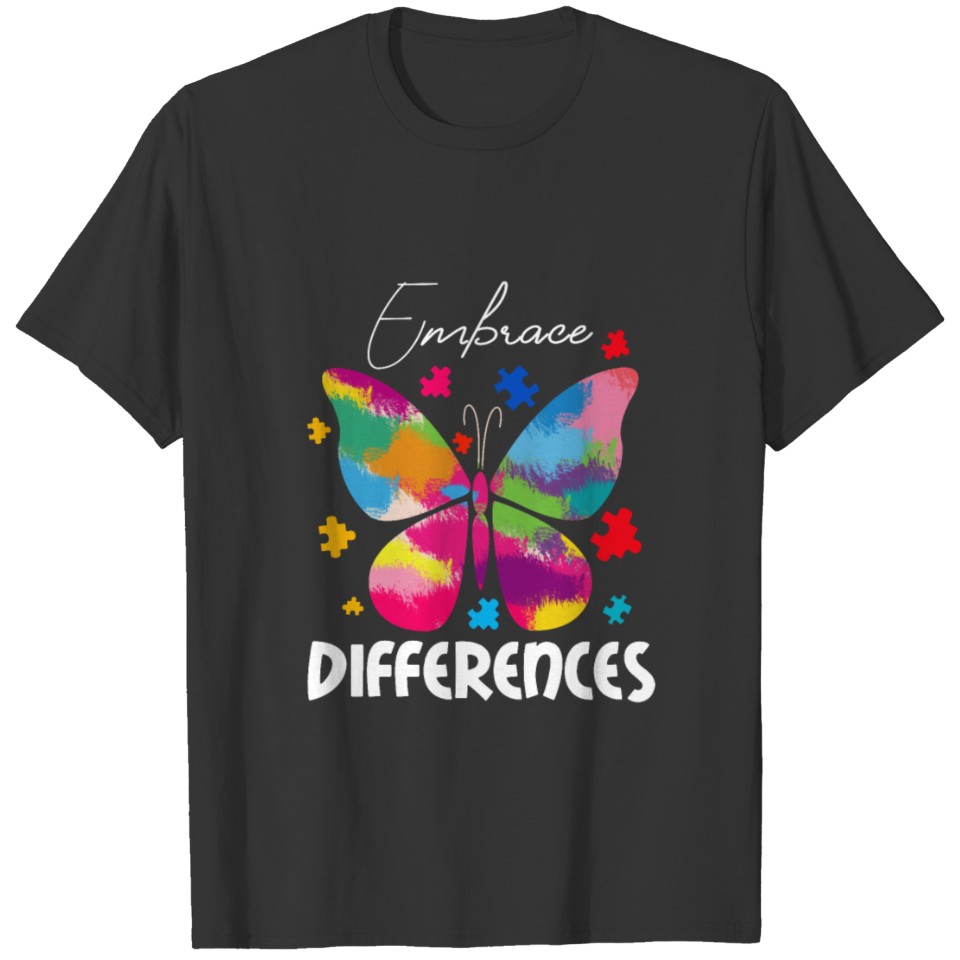 Embrace Differences Butterfly Autism Awareness T-shirt