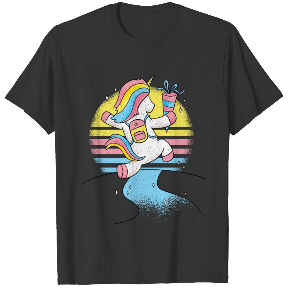 Happy unicorn with school bag T-shirt