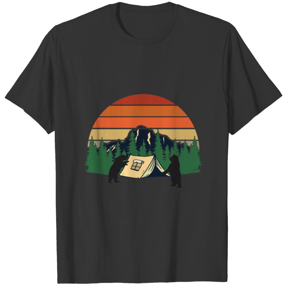 Camping Bear Mountains Tents Nature T-shirt