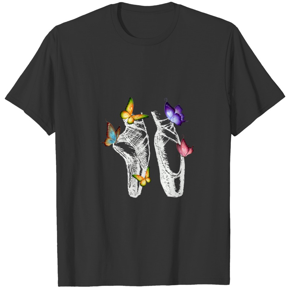 Ballet Shoes Butterfly Art Funny Gift For Women Ki T Shirts