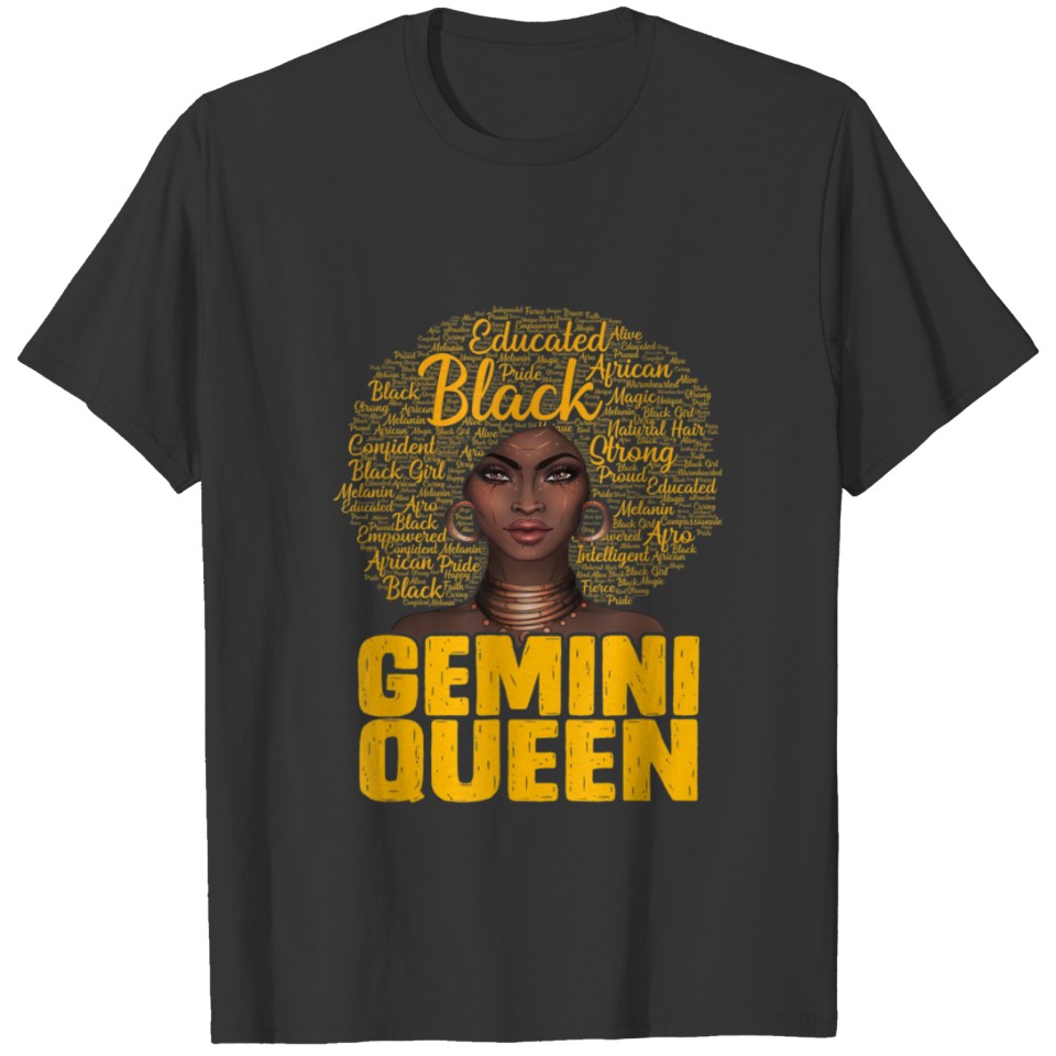 Gemini Queen Black Woman Afro Natural Hair African T Shirts