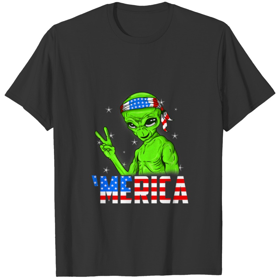 4th of July T Shirts merica 4th of July Alien Usa