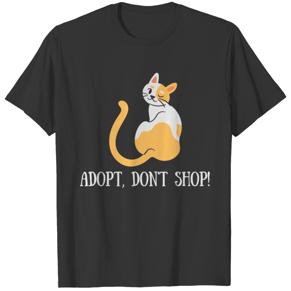 ADOPT DON'T SHOP - Cute cat winking T-shirt