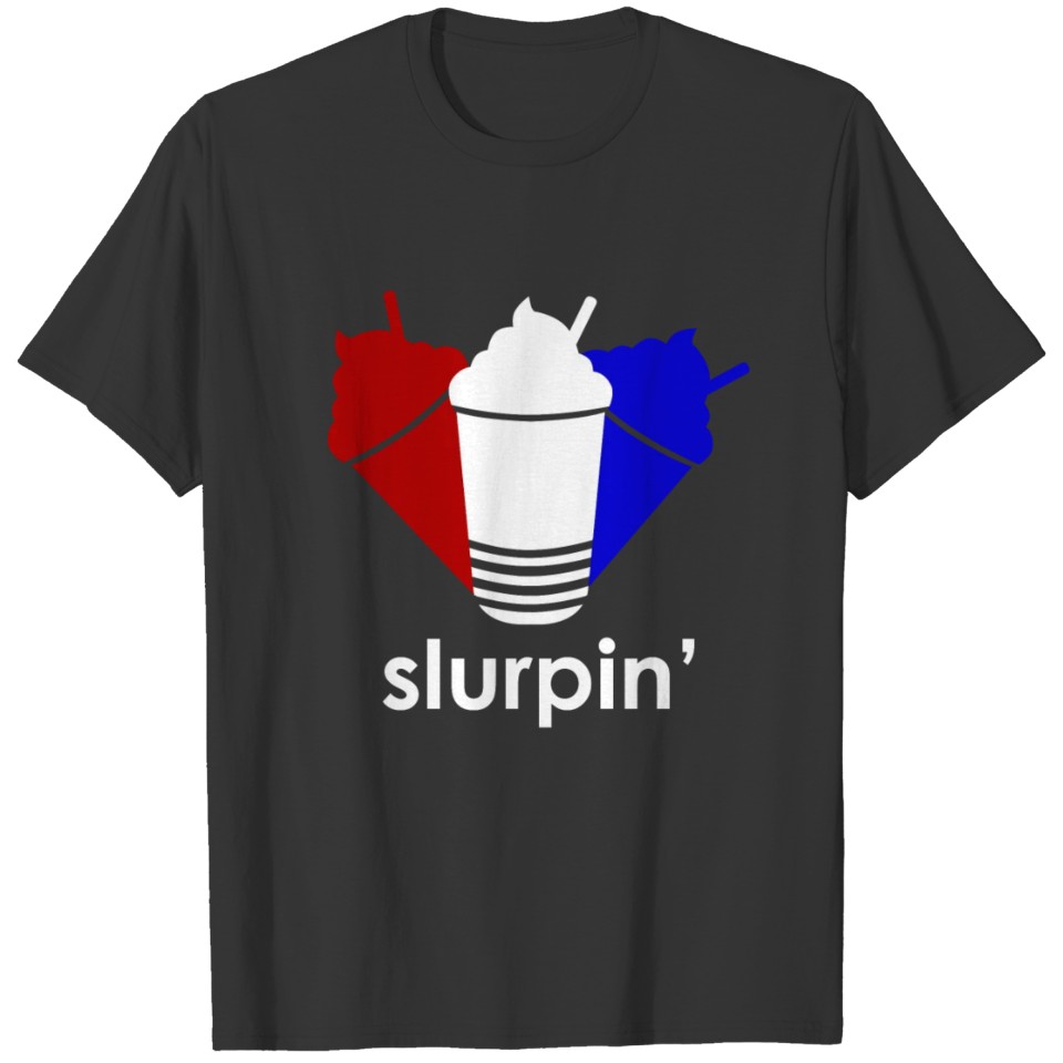 Slurpin Red White Blue FREE FROZEN SOFT DRINK DAY T-shirt