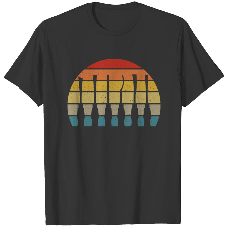 Retro sunset tools - wood carving and wood T-shirt