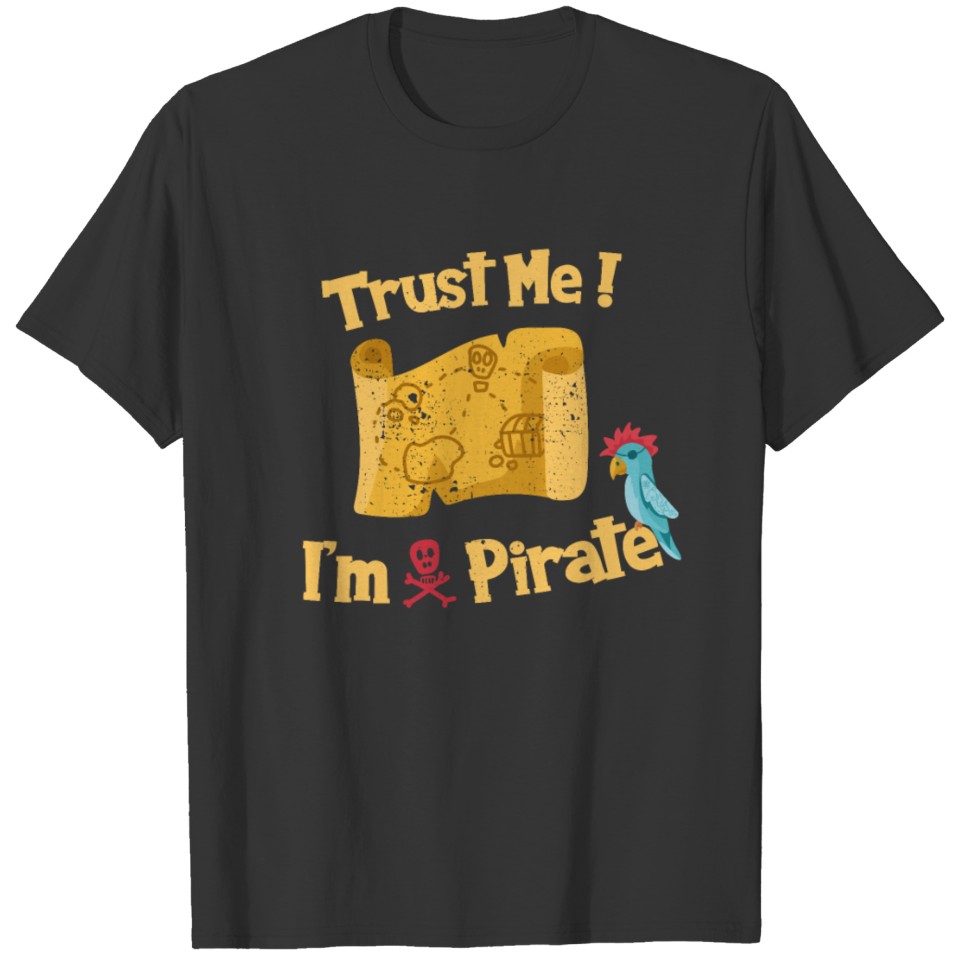 Pirate treasure map with parrot T-shirt