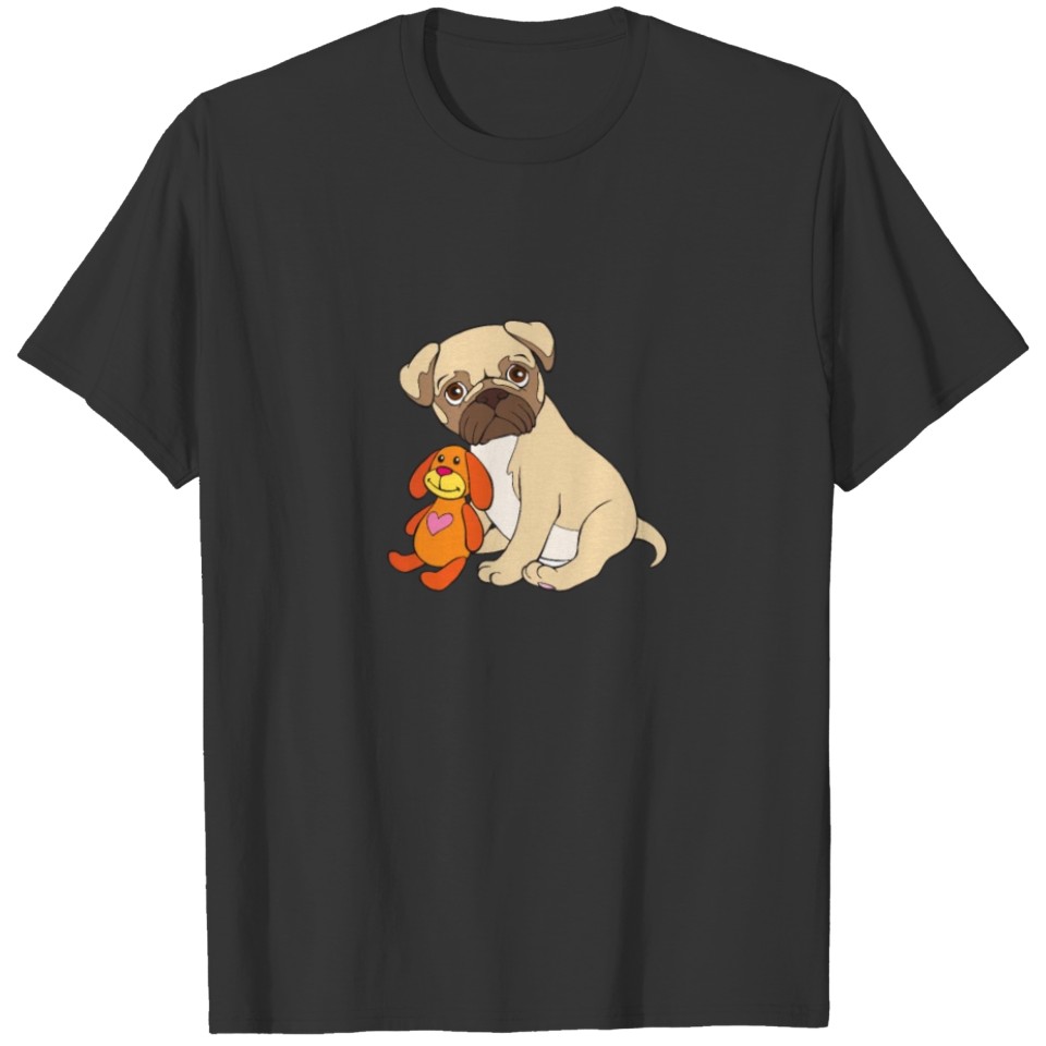 Pug Puppy - Pug with its Fluffy Toy T Shirts