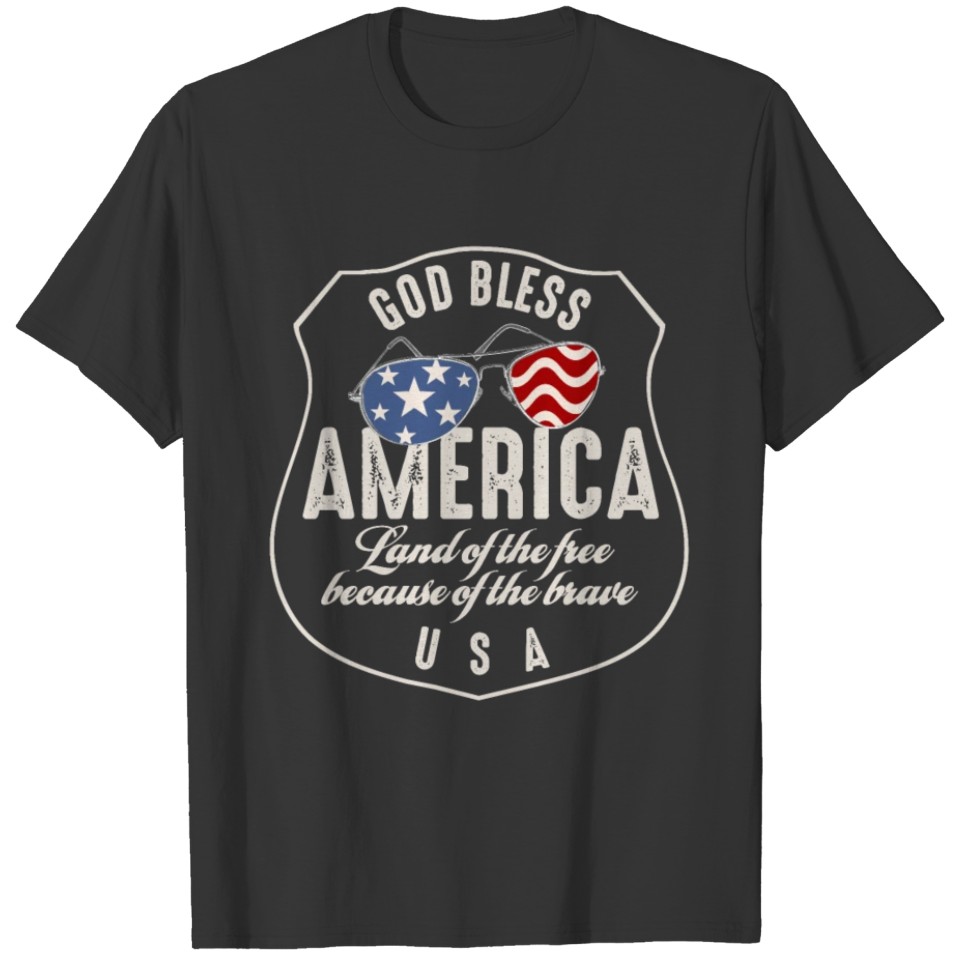 God Bless America USA Flag Shades T-shirt