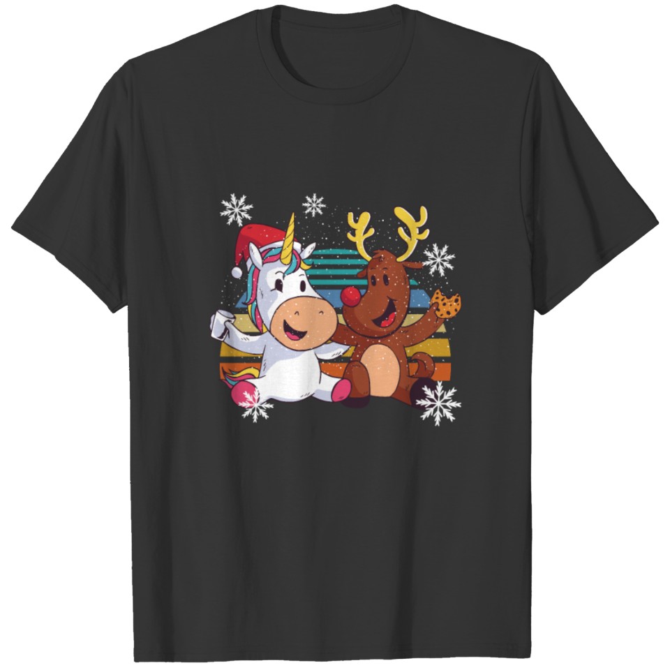 Unicorn Reindeer Children Merry Christmas Gift T-shirt