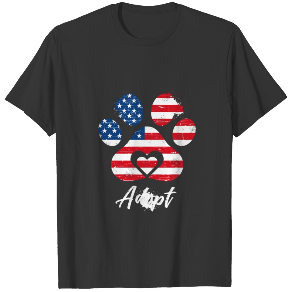 Adopt Love Rescue Animal American 4th Of July T-shirt