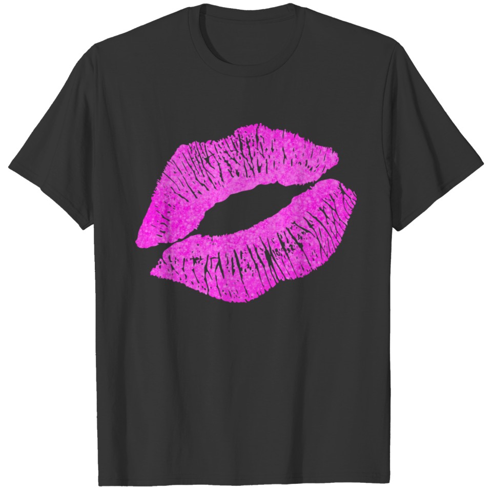 Pink Kissing Lip Mark Women Gift Idea T-shirt
