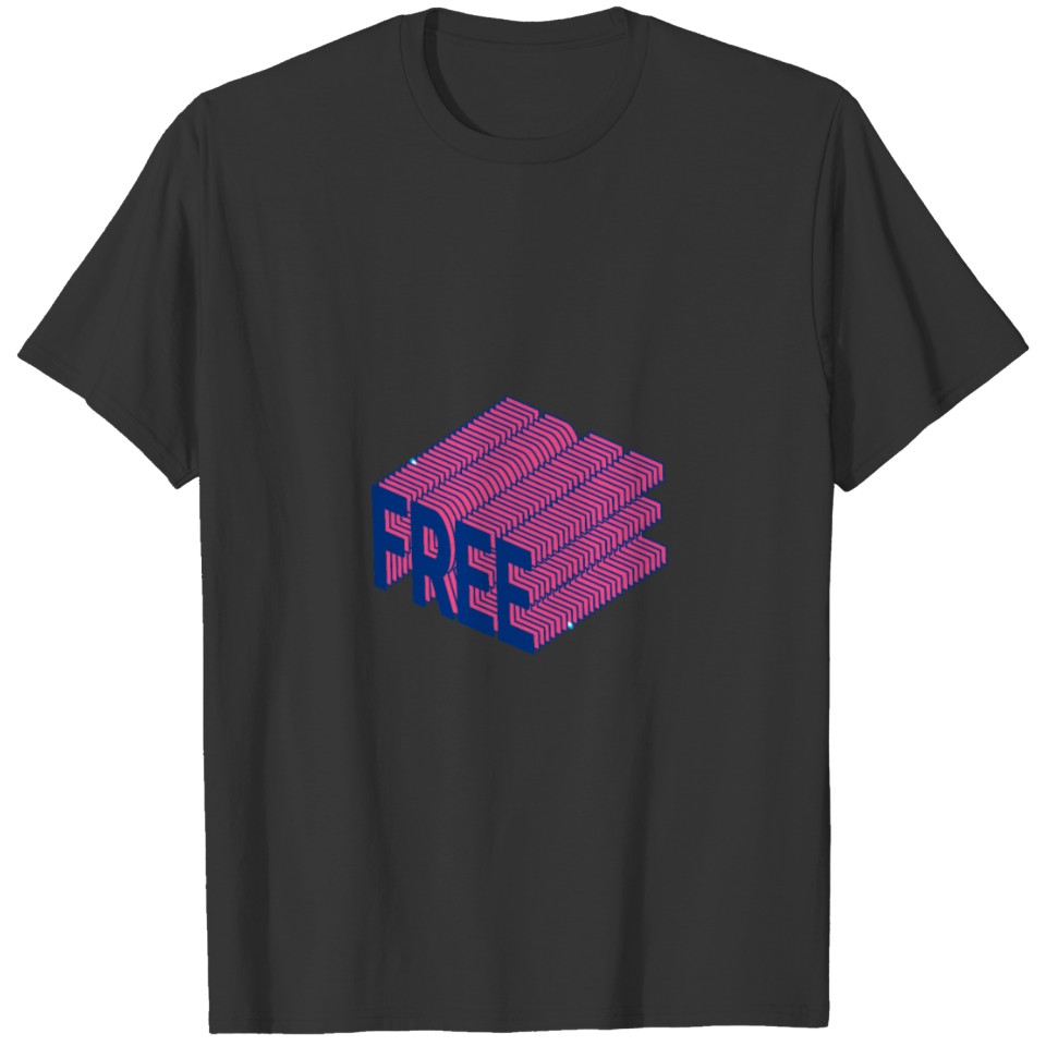 Free – 3D Lettering Red and Blue, America, Stars a T Shirts