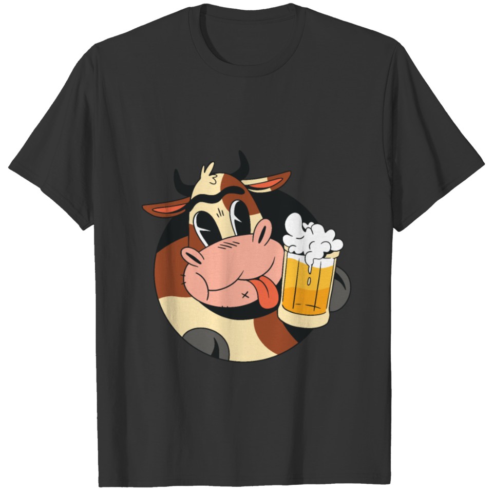 Cow with beer glass in hand T-shirt
