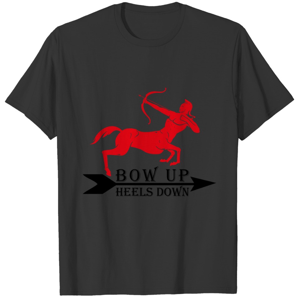 Bow Up Heels Down - Mounted Archery - Black T-shirt