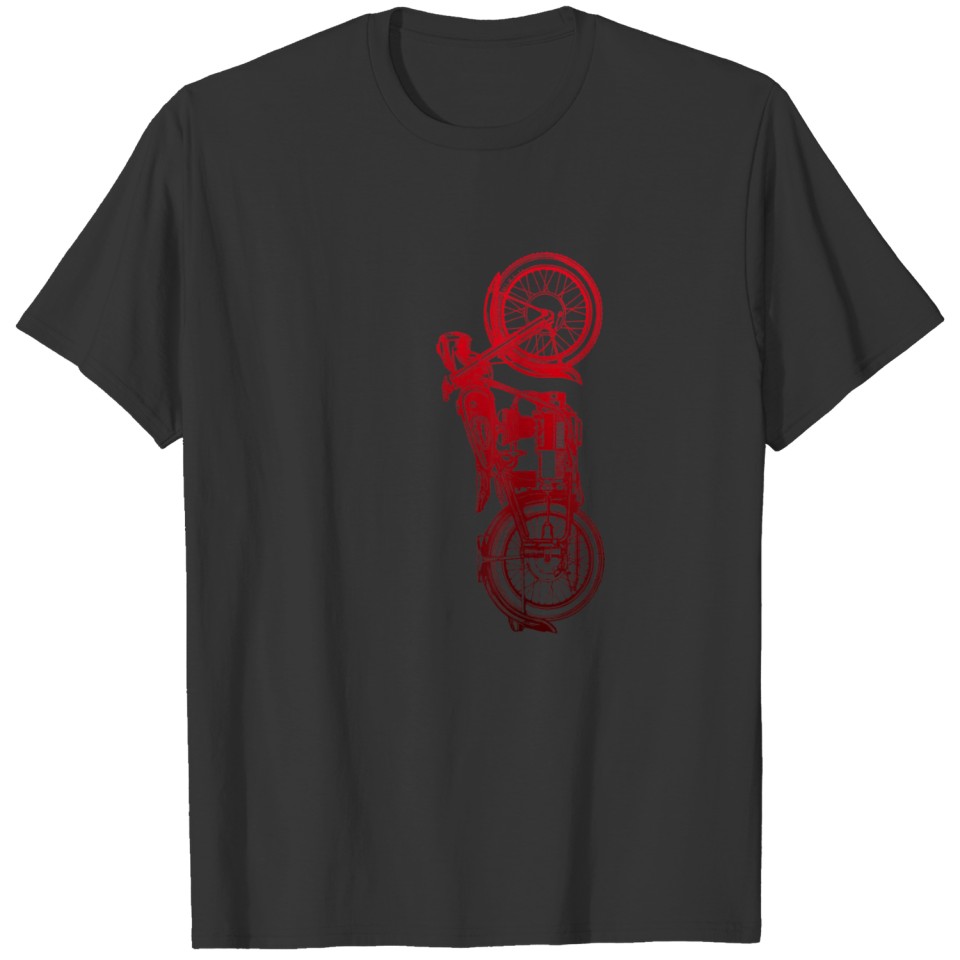 Classic Biker Vintage Retro Black Motorcycle Red T T-shirt
