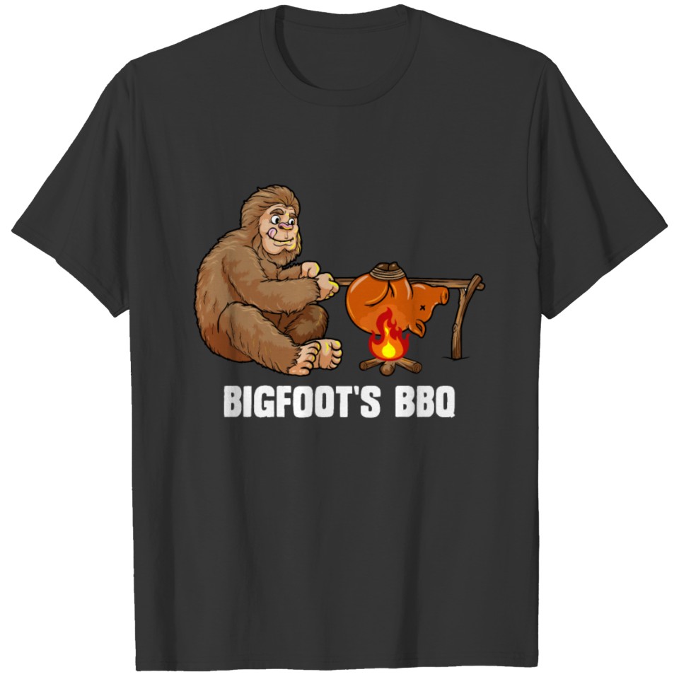 Bigfoot BBQ Cryptozoology Sasquatch Pig Roast T-shirt
