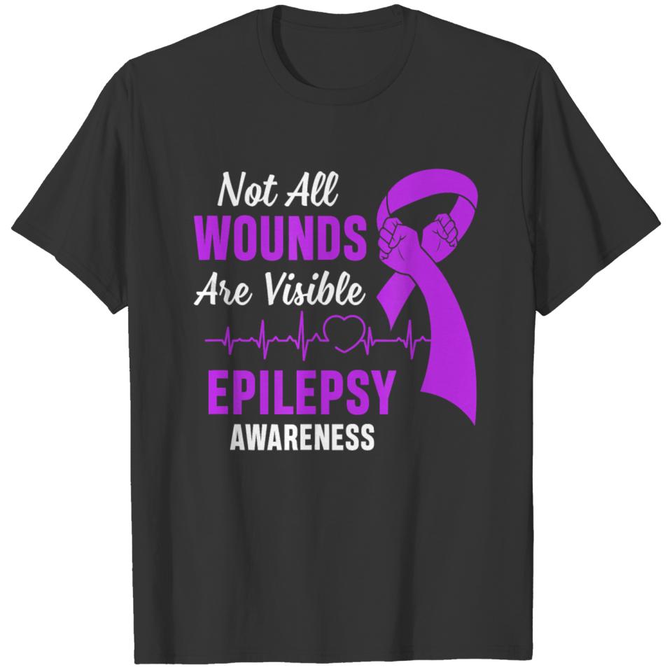 Epilepsy Awareness Purple Not All Wounds T-shirt