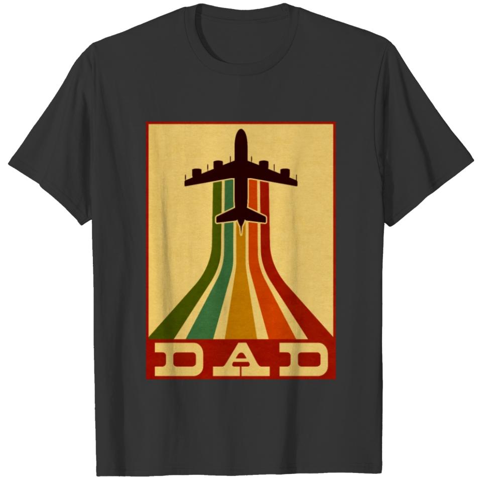 Retro Pilot Dad Vintage Airplane Aviation Father T-shirt