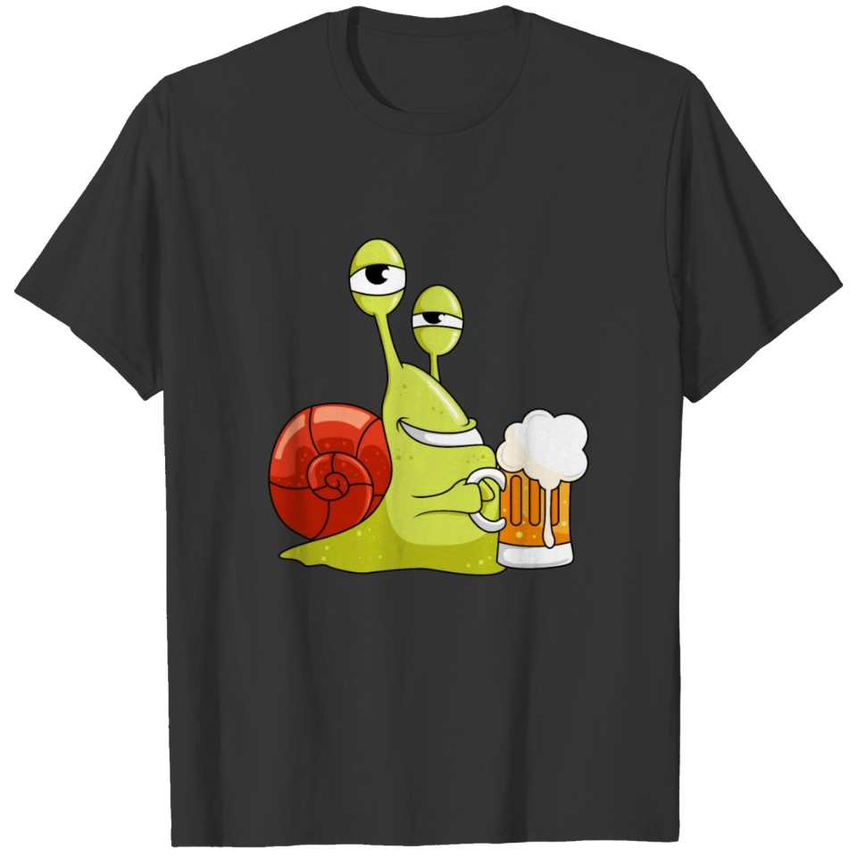 Funny Snail with Beer Garden Gift T Shirts