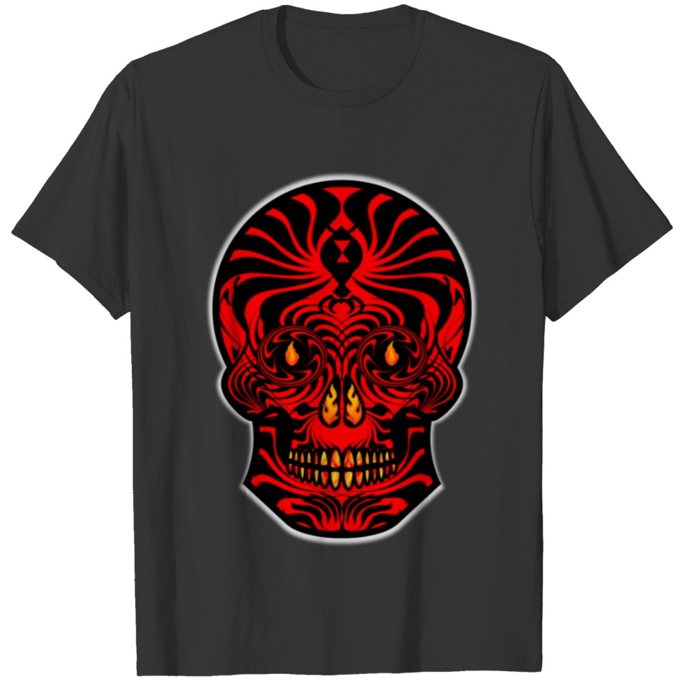 Tribal Skull Black Red Tribal Skull T Tattoo T Shirts